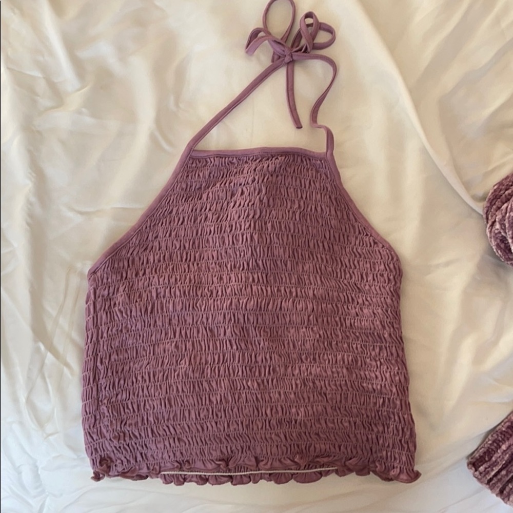 Purple halter crop top
